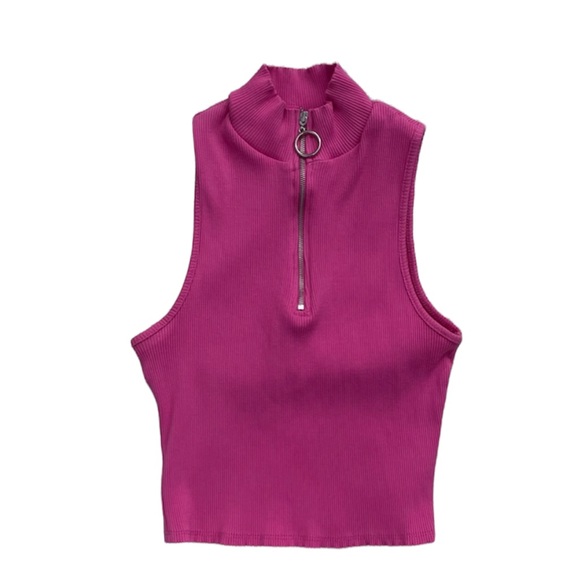 Fashion Nova Keeping It Fun Pink Sleeveless Ribbed Cropped Tank Top - Picture 2 of 4